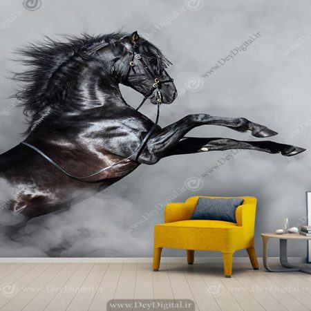 پوستر سه بعدی اسب وحشی سیاه