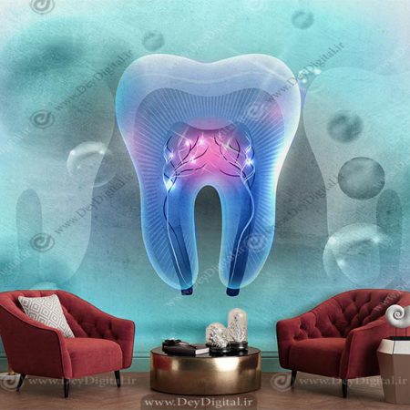 پوستر دیواری مطب دندانپزشکی با طرح مفهومی از دندان