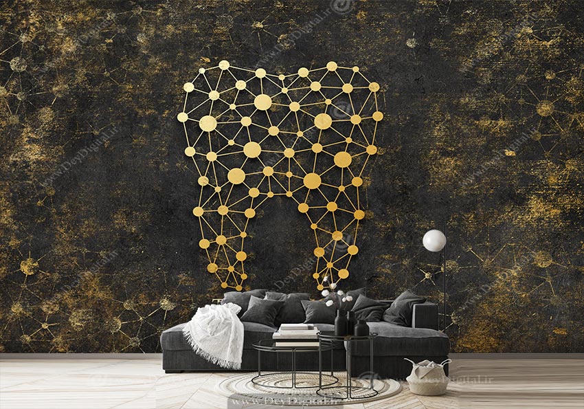 پوستر دیواری مطب دندانپزشکی طرح هندسی دندان