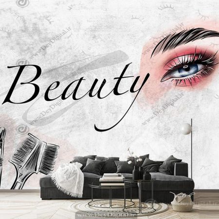 پوستر دیواری سالن زیبایی طرح نقاشی وسایل آرایشگاه