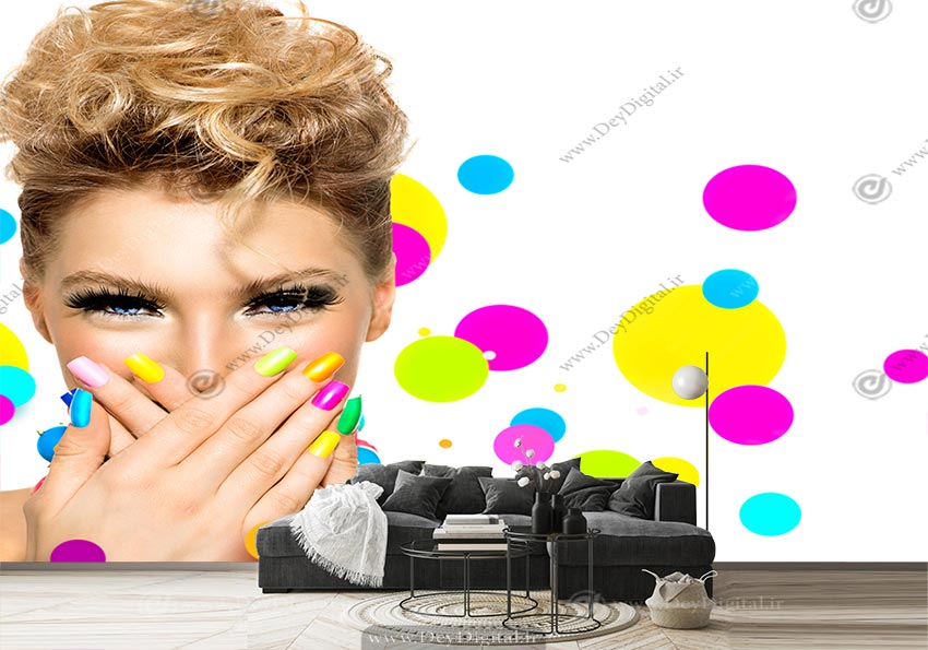 پوستر سه بعدی سالن زیبایی طرح مدل زن میکاپ شده