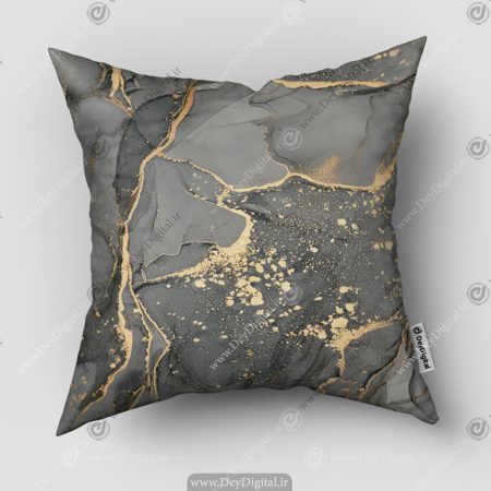 کوسن طرح سنگ زمینه مشکی با رگه طلایی