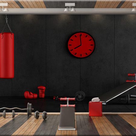 پوستر دیواری طرح کیسه بوکس دستکش و دمبل