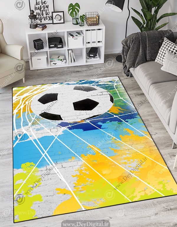 فرش چاپی اتاق کودک پسرانه طرح فوتبالی
