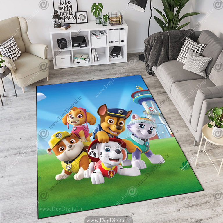 فرش چاپی اتاق کودک پسرانه طرح سگ‌های نگهبان