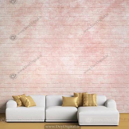 پوستر دیواری طرح آجر طیف رنگ سفید و صورتی