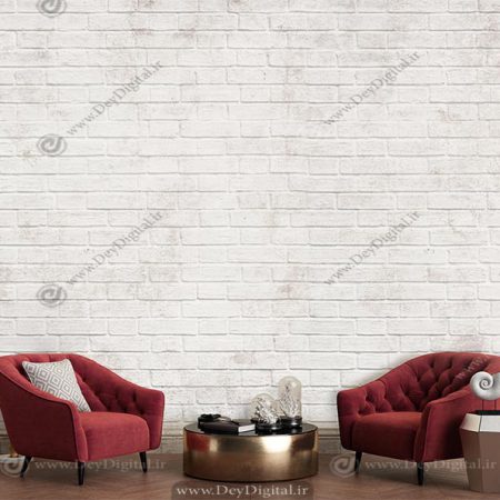 پوستر دیواری طرح آجری رنگ سفید
