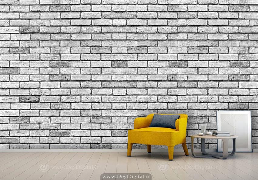پوستر دیواری طرح آجرنما رنگ طوسی سفید