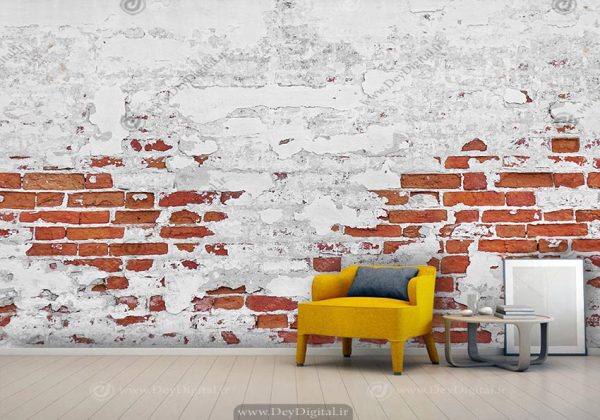 پوستر دیواری طرح آجر قرمز و سیمان سفید BA-6952