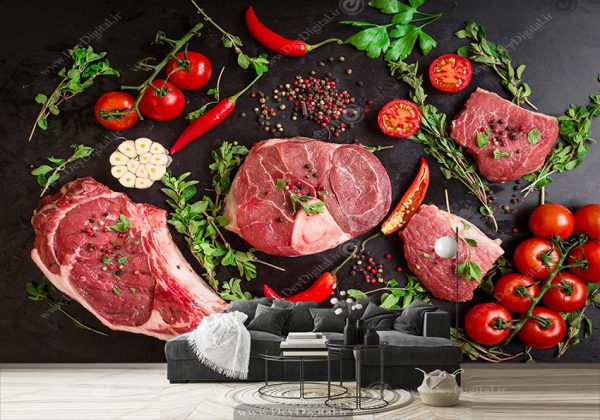 پوستر دیواری سه بعدی طرح گوشت برای قصابی