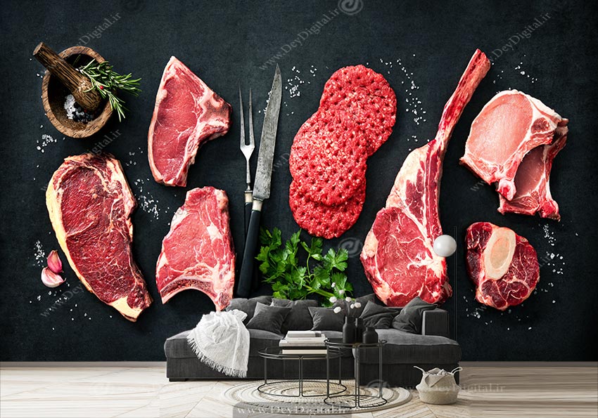 پوستر سه بعدی طرح گوشت گوسفندی برای قصابی
