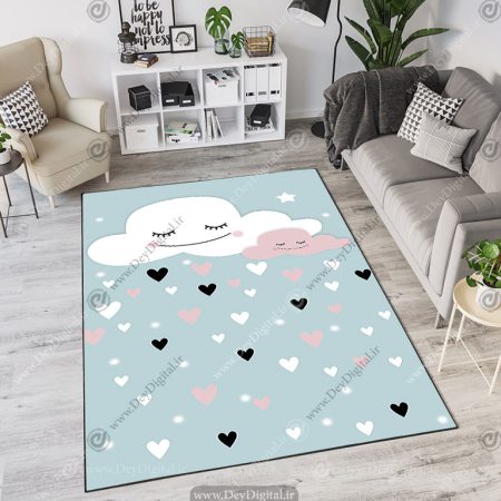 فرش اتاق کودک طرح ماه و ستاره