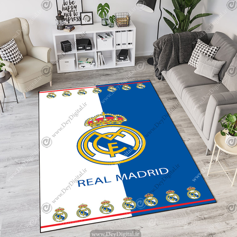 فرش اتاق کودک پسرانه طرح رئال مادرید