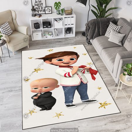 فرش چاپی اتاق کودک پسرانه طرح بچه رئیس