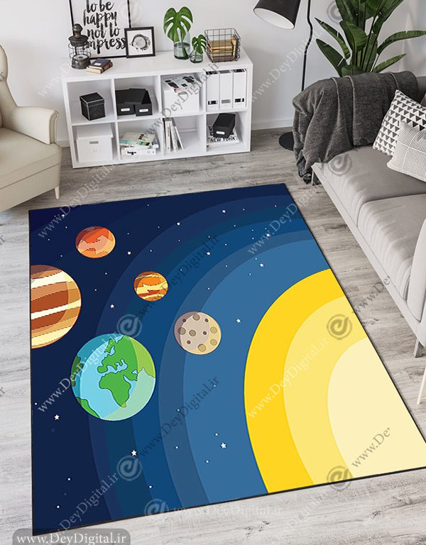 فرش اتاق کودک طرح منظومه شمسی و کهکشان