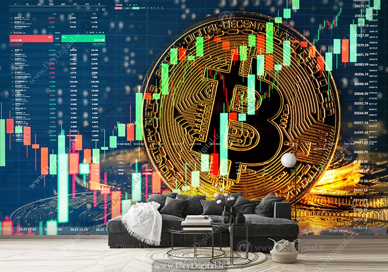 پوستر دیواری طرح ارز دیجیتال و بیتکوین