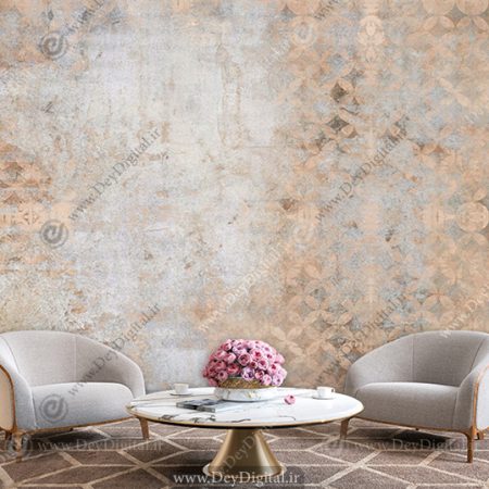 پوستر دیواری لاکچری پتینه رنگ خاکی با نقش هندسی
