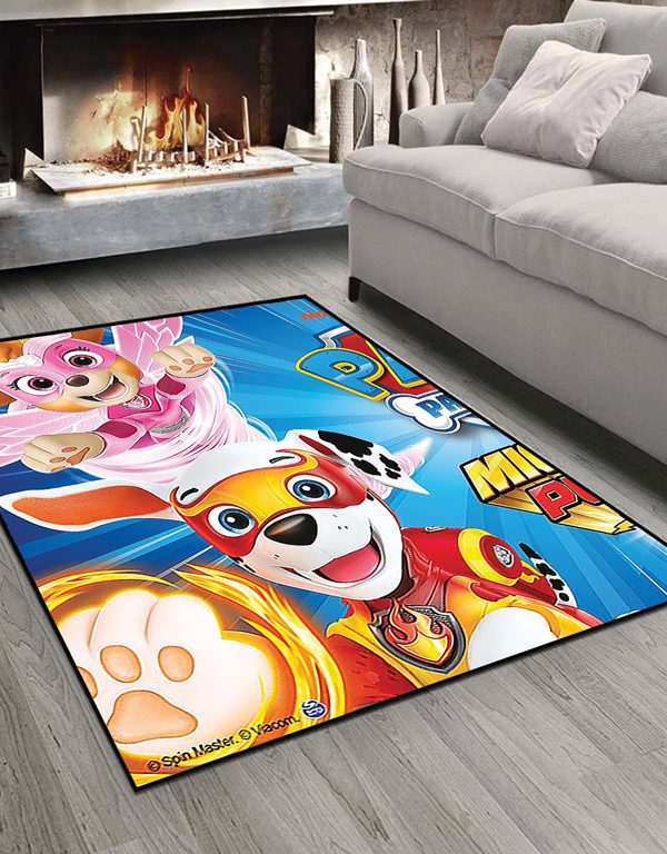 فرش چاپی طرح گرافیکی سگ های نگهبان