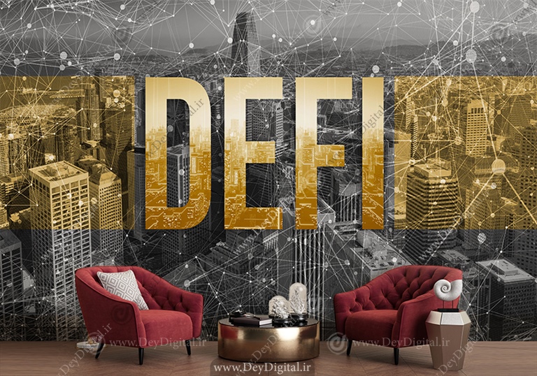 پوستر سه بعدی طرح DEFI رنگ طلایی