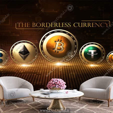 پوستر دیواری طرح ارزهای دیجیتال و بیتکوین