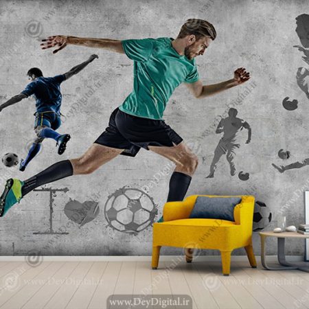 کاغذ دیواری سه بعدی طرح فوتبالیست