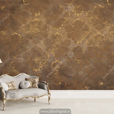 کاغذ دیواری سه بعدی طرح پتینه با گل های اسلیمی