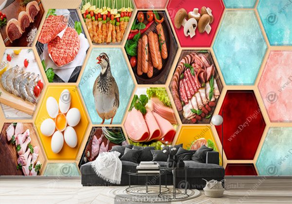 پوستر دیواری سه بعدی طرح گوشت برای هایپر پروتئین
