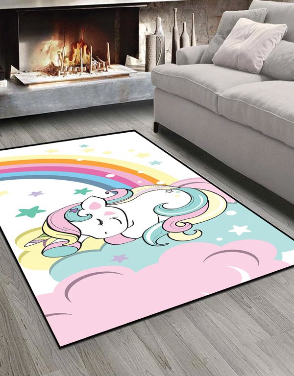 فرش چاپی طرح کودکانه اسب تک شاخ