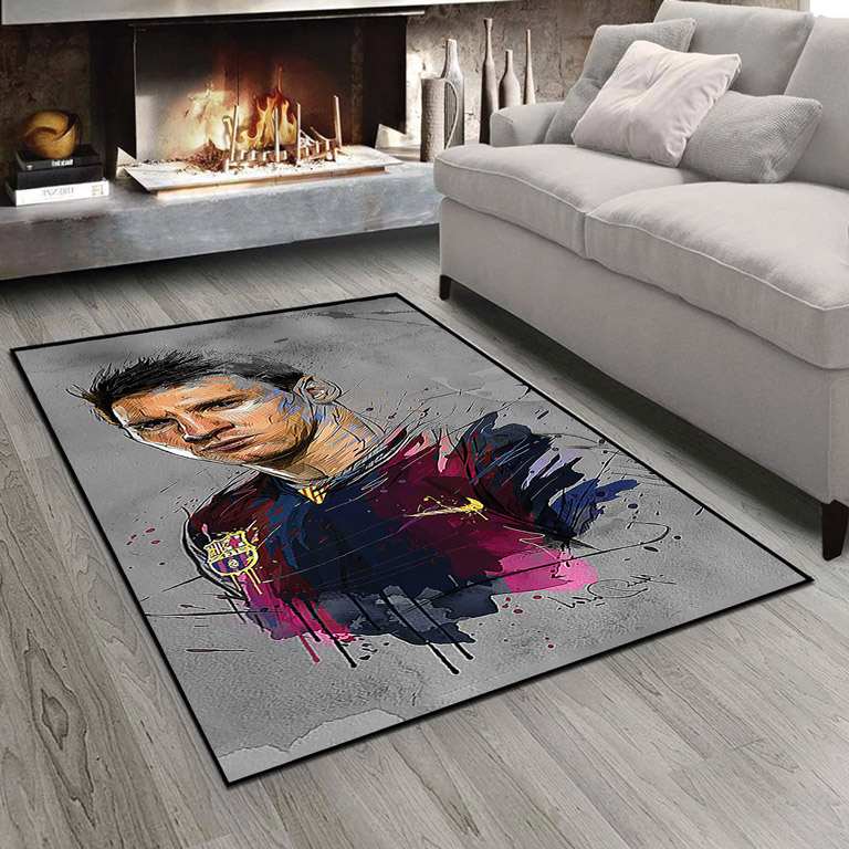 فرشینه تصویر مسی با لباس بارسلونا زمینه طوسی