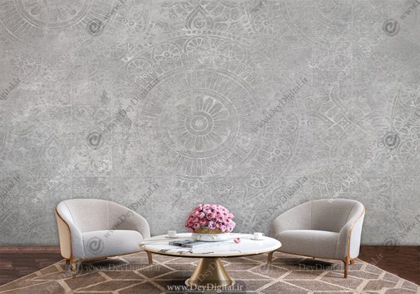 پوستر دیواری طرح پتینه طوسی با نقش اسلیمی
