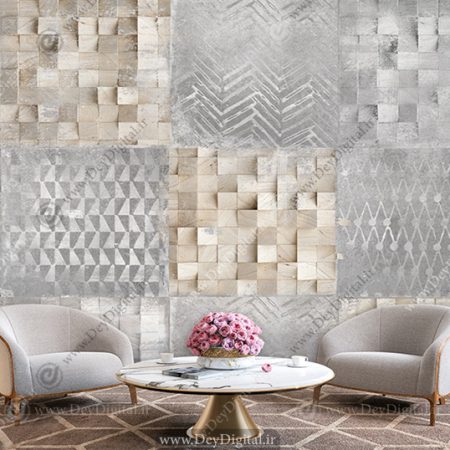 پوستر دیواری طرح دیوار آجری با اشکال هندسی مختلف