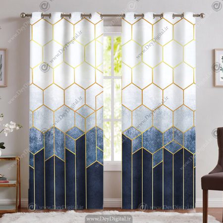 پرده چاپی طرح سنگ با اشکال هندسی