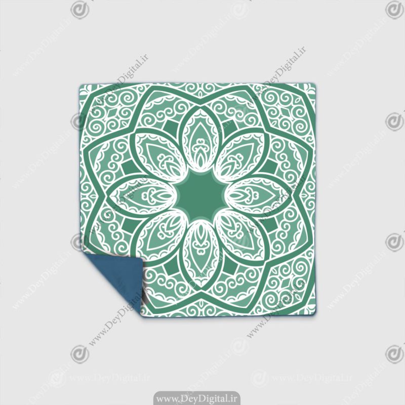 رومیزی سنتی نقش گلبرگ سبز