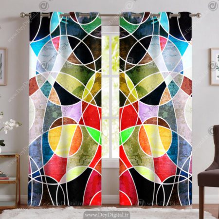 پرده چاپی طرح هندسی اسپرت رنگی