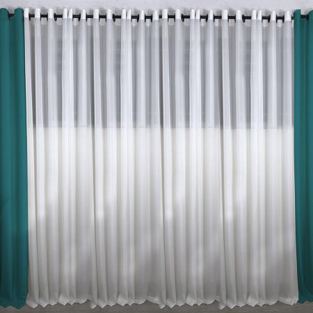 پرده مخمل ساده پانچی سبز آبی