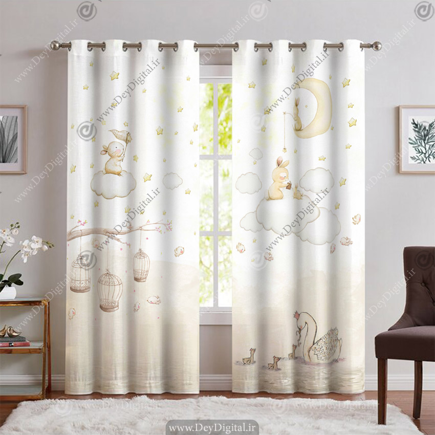 پرده اتاق بچه طرح عروسکی فانتزی