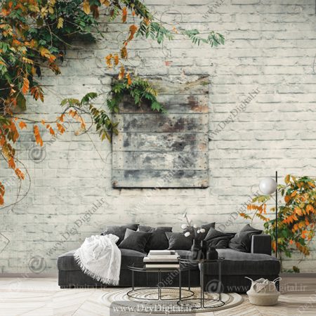 پوستر دیواری پنجره با درختان سبز