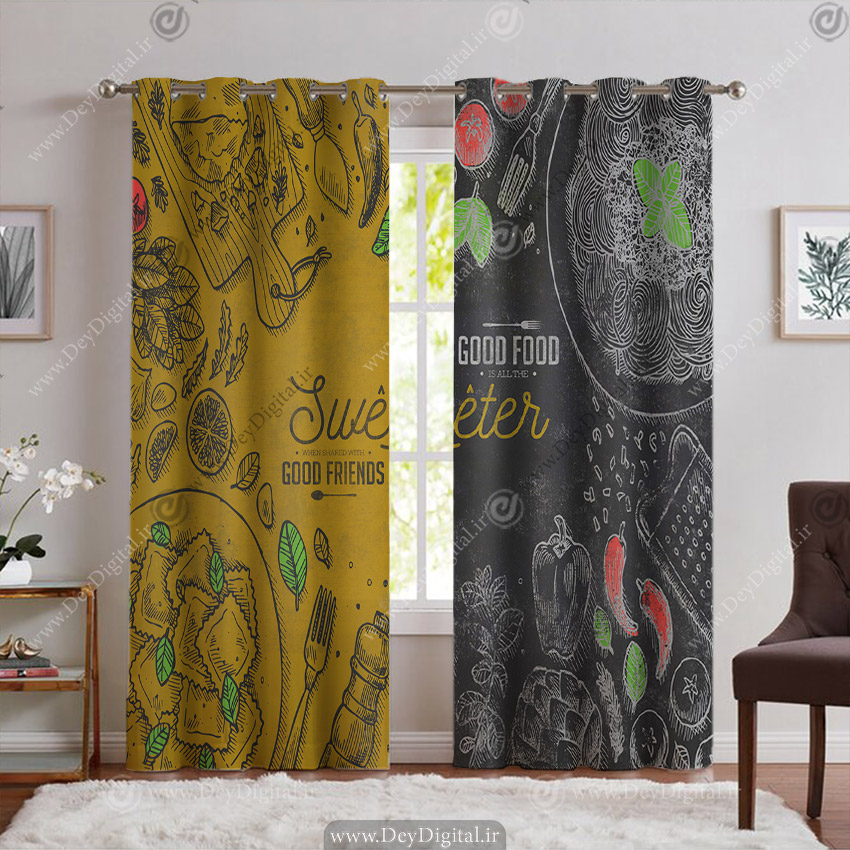 پرده پانچی سه بعدی طرح غذا برای رستوران PK-5664