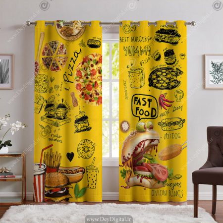 پرده چاپی طرح سه بعدی همبرگر