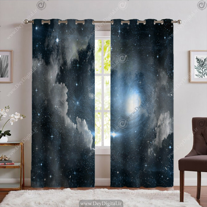 پرده چاپی سه بعدی آسمان پر ستاره