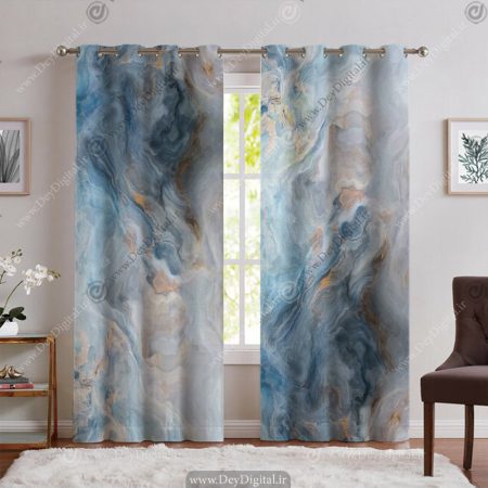 پرده پانچ سه بعدی طرح سنگ مرمر آبی PK-6450