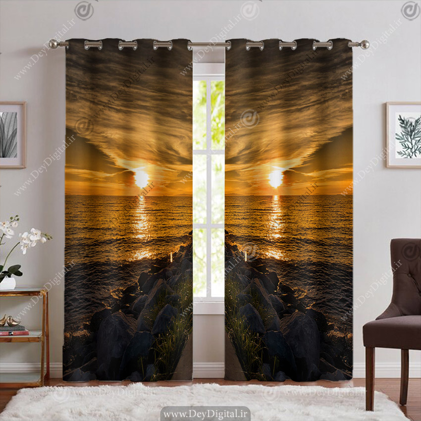 پرده پانچ سه بعدی طرح غروب