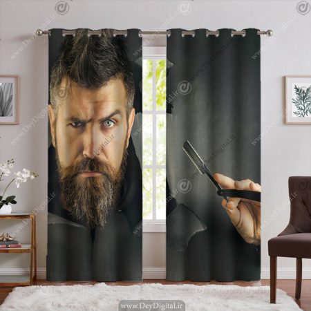 پرده سه بعدی برای آرایشگاه مردانه