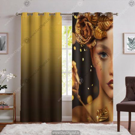 پرده پانچ طرح چهره سه بعدی طلایی