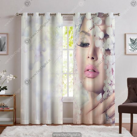 پرده برای سالن زیبایی با طرح مدل میکاپ