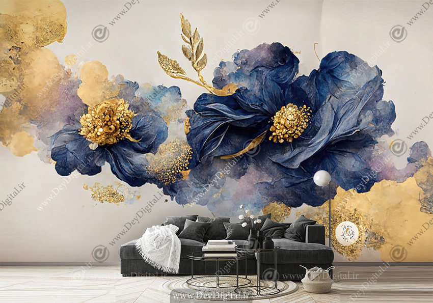پوستر دیواری لاکچری انتزاعی طرح گلبرگ