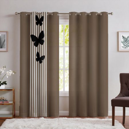 پرده پانچ مخمل رنگ خاکی
