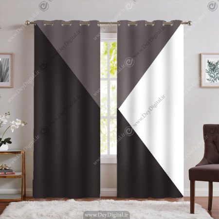 پرده ساده پانچی طرح هندسی خاکستری