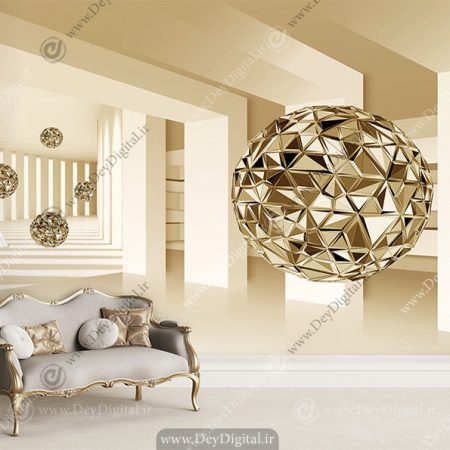 پوستر سه بعدی لاکچری طرح گوی طلایی