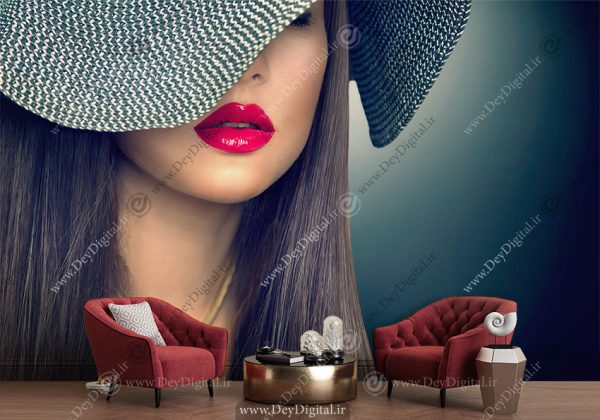 پوستر دیواری طرح چهره اسپرت زن کلاهی